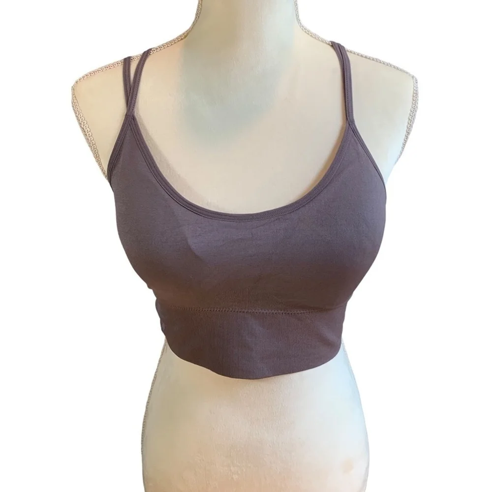 Girls NWOT Crop top straps back purple xl - Picture 2 of 4